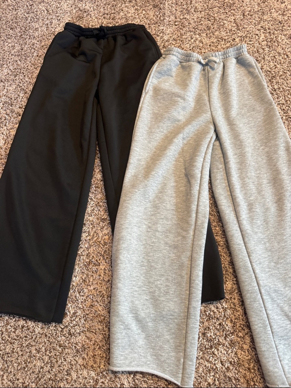 SHEIN Kids Black and Light Gray Wide-Leg Sweatpants